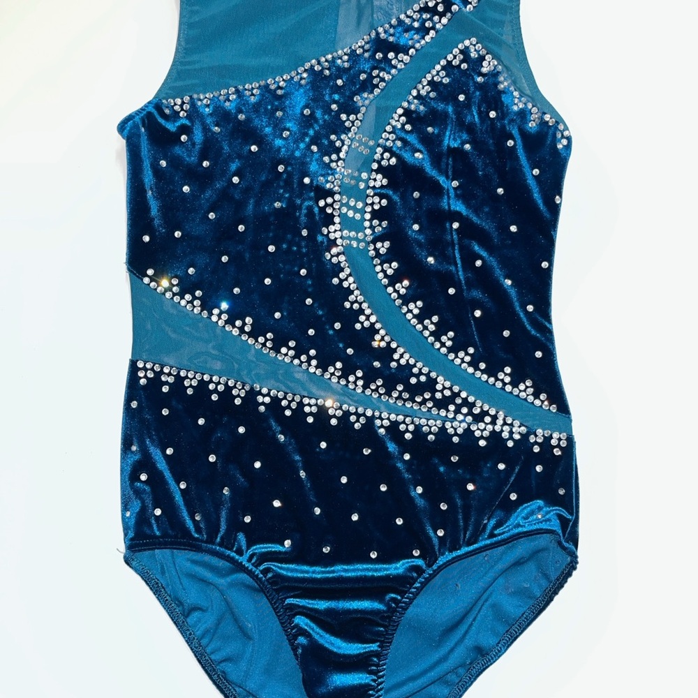 Glamour Blue and Silver Kids Dance Costume